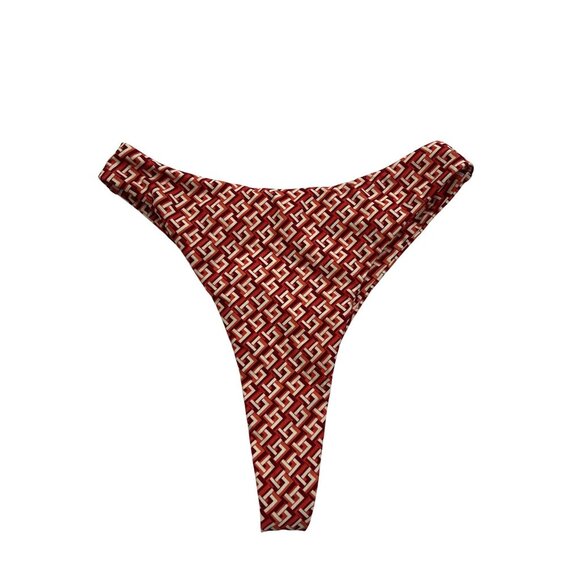 MONDAY Swimwear Capri Thong Bikini Bottoms in Lattice Geo - Picture 1 of 5